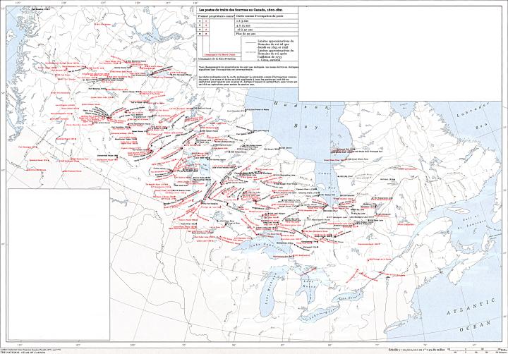 Carte des postes de la CNO et de la CBH avant 1821. 